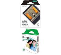 Fujifilm Instax Square Black Frame, Film Pellicola Istantanea, Formato Quadrato, 62x62 mm, Confezione da 10 Foto, Bordo Nero & Square Film 10 Fogli Pellicola Istantanea, Formato 62 X 62 mm, Bianco