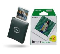 Fujifilm instax SQUARE Link Midnight Green - Stampante per Smartphone a Sviluppo Istantaneo + Confezione da 20 Pellicole Istantanee instax SQUARE, Stampe Formato Quadrato 62 mm x 62 mm