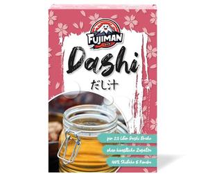 FUJIMAN Brodo Dashi in bustine, pronto all’uso | Miscela Dashi con Shiitake e Kombu - brodo giapponese per condire | vegano, senza glutine, senza lattosio, senza esaltatori di sapidità (5 x 8 g)