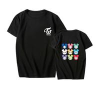FUJUTANG Twice - Maglietta unisex con scritta "Twice", NaYeon Sana Mina Momo Tzuyu Dahyun, nero, S