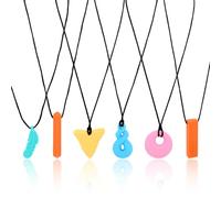 Fukaisu 6 Collane Masticare Bambini Problemi Sensoriali, Collana Dentizione in Silicone Resistente Riutilizzabile Giocattoli Masticare Oralmente per Bambini con Autismo ADHD Problemi Motori Orali