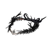 Fukaisu Corona Corna Nere, Gotica Copricapo Corna Scuro Fascia Renna Elfo Cerchietto Horn Cervo per Donne Accessori Cosplay Rinascimentali Gotici Forniture Matrimoni