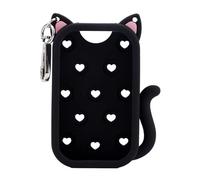 Fukaisu Custodia in Silicone Gatto per Spray Disinfettante Mani 30ml, Custodia Protettiva in Silicone Morbida e Portatile con Portachiavi Pratici Accessori Viaggio (Nero)