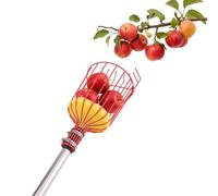 Fukaisu Raccoglitrice di Frutta da 411cm con Asta e Cestello, Acciaio Inossidabile Regolabile Strumento per Raccogliere Mele a Lunga Portata Pinza Frutta per Mele Pesche Pere Limoni Mango e Avocado