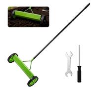 Fukaisu Rastrello per Erbacce Resistente, Azione Multipla Rastrello Scarificatore con Ruota Attrezzo Erbacce per Rimuovere Detriti Manutenzione di Giardini e Cortili