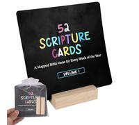 Fukaisu Set di biglietti con versi biblici con supporto in legno, biglietti di memoria biblica su entrambi i lati, per la scuola domenicale, diario settimanale di preghiera devozionale cristiana