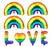 Fukaisu Set di Palloncini Foil Arcobaleno Giganti, 4pz 88cm Grandi Palloncini Jumbo Arcobaleno e LOVE per Decorazioni Festedi Compleanno Forniture Pride Parade Gay Pride LGBTQ San Patrizio