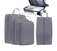Fukamou Cubi Compressori Per Bagagli Da Viaggio, Set Organizzatore Valigie A Mano Con Doppia Cerniera, 4 Pezzi Con Doppia Cerniera Per Conservazione Abbigliamento E Accessori Valigie Per Viaggio In