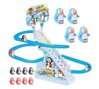 Fukamou Giocattolo Con Scivolo,Gioco Di Corse Di Pinguini | Montagne Russe Del Gioco Del Con Musica E Luci Lampeggianti A LED | Set Da Gioco Sulle Montagne Russe Elettriche Con Pista