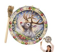 Fukamou Tamburo Dello Sciamano, Tamburo A Mano Dello Sciamano | Tamburo Musicale Dello Spirito Natalizio - Strumento Sciamanico Per Musica Spirituale, Meditazione Di Riflessione, Decorazione Domestica