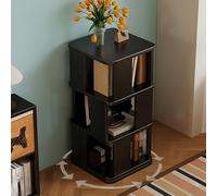 FUKEFUZ Libreria A Torre Girevole In Legno Massello, Nero Scaffale Verticale Rotante A 360°, Organizer Multiuso Per Libri E CD, Mobile Salvaspazio Per Angoli, Studio E Camera Da Letto(3 layer)
