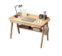FUKEFUZ Scrivania Ufficio In Legno Con Doppio Cassetto Portaoggetti, Grande Tavolo Gaming A L Con Sedia, Ripiano Inferiore Portaoggetti E Pannello Divisorio, In 3 Colori(Wood,NO CHAIR_47.2IN)