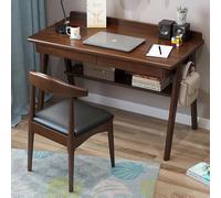 FUKEFUZ Scrivania Ufficio In Legno Con Doppio Cassetto Portaoggetti, Grande Tavolo Gaming A L Con Sedia, Ripiano Inferiore Portaoggetti E Pannello Divisorio, In 3 Colori(Walnut,HORN CHAIR_55.1IN)