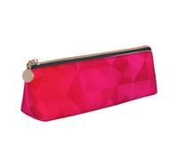 FUkker Astuccio per matite, astuccio per penne triangolari Astuccio portatile in pelle per ufficio scolastico,Triangolo geometrico fucsia