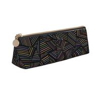 FUkker Astuccio per matite, astuccio per penne triangolari Astuccio portatile in pelle per ufficio scolastico,Arcobaleno lineare geometrico stampato in 3D