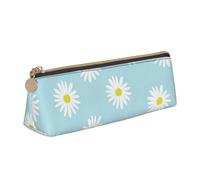 FUkker Astuccio per matite, astuccio per penne triangolari Astuccio portatile in pelle per ufficio scolastico,Simpatico fiore margherita floreale blu