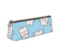 FUkker Astuccio per matite, astuccio per penne triangolari Astuccio portatile in pelle per ufficio scolastico,Denti simpatico cartone animato
