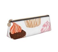 FUkker Astuccio per matite, astuccio per penne triangolari Astuccio portatile in pelle per ufficio scolastico,Cupcake carini