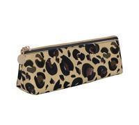 FUkker Astuccio per matite, astuccio per penne triangolari Astuccio portatile in pelle per ufficio scolastico,Leopardo dell'acquerello