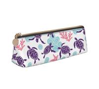 FUkker Astuccio per matite, astuccio per penne triangolari Astuccio portatile in pelle per ufficio scolastico,Stella marina retrotartaruga