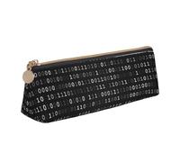 FUkker Astuccio per matite, astuccio per penne triangolari Astuccio portatile in pelle per ufficio scolastico,Codice Programmatore Nero Nero