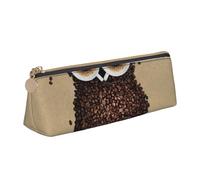 FUkker Astuccio per matite, astuccio per penne triangolari Astuccio portatile in pelle per ufficio scolastico,Gufo del chicco di caffè