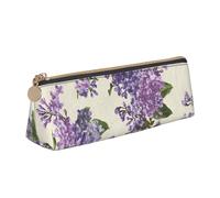 FUkker Astuccio per matite, astuccio per penne triangolari Astuccio portatile in pelle per ufficio scolastico,Bellissima stampa di fiori viola