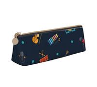 FUkker Astuccio per matite, astuccio per penne triangolari Astuccio portatile in pelle per ufficio scolastico,Modello di strumento musicale chitarra violino