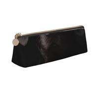 FUkker Astuccio per matite, astuccio per penne triangolari Astuccio portatile in pelle per ufficio scolastico,Curioso Labrador nero adottato