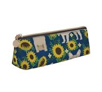FUkker Astuccio per matite, astuccio per penne triangolari Astuccio portatile in pelle per ufficio scolastico,Girasoli del bulldog francese