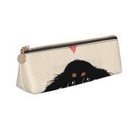 FUkker Astuccio per matite, astuccio per penne triangolari Astuccio portatile in pelle per ufficio scolastico,Amore del cucciolo di bassotto tedesco