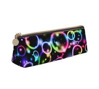 FUkker Astuccio per matite, astuccio per penne triangolari Astuccio portatile in pelle per ufficio scolastico,Bolle arcobaleno