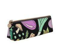 FUkker Astuccio per matite, astuccio per penne triangolari Astuccio portatile in pelle per ufficio scolastico,Scarabocchio Dell'alimento Delle Verdure Su Buio