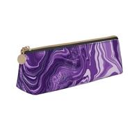 FUkker Astuccio per matite, astuccio per penne triangolari Astuccio portatile in pelle per ufficio scolastico,Sfondo Di Marmo Viola Scuro
