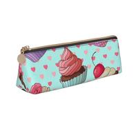 FUkker Astuccio per matite, astuccio per penne triangolari Astuccio portatile in pelle per ufficio scolastico,Modello cupcake stampato