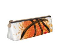 FUkker Astuccio per matite, astuccio per penne triangolari Astuccio portatile in pelle per ufficio scolastico,Sfondo arancione dipinto astratto di basket