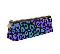 FUkker Astuccio per matite, astuccio per penne triangolari Astuccio portatile in pelle per ufficio scolastico,Stampa animale esotica leopardo colorato