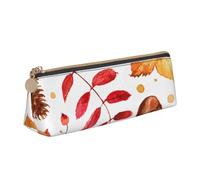 FUkker Astuccio per matite, astuccio per penne triangolari Astuccio portatile in pelle per ufficio scolastico,Foglia botanica autunnale