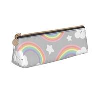 FUkker Astuccio per matite, astuccio per penne triangolari Astuccio portatile in pelle per ufficio scolastico,Sfondo Nuvola Arcobaleno Cielo Grigio