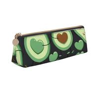 FUkker Astuccio per matite, astuccio per penne triangolari Astuccio portatile in pelle per ufficio scolastico,Cuore di avocado carino senza cuciture
