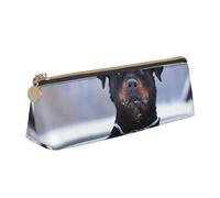 FUkker Astuccio per matite, astuccio per penne triangolari Astuccio portatile in pelle per ufficio scolastico,Occhi del collare da neve per cani Rottweiler