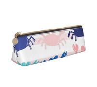 FUkker Astuccio per matite, astuccio per penne triangolari Astuccio portatile in pelle per ufficio scolastico,Modello di strisce di mare animale granchio