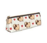 FUkker Astuccio per matite, astuccio per penne triangolari Astuccio portatile in pelle per ufficio scolastico,Pugliese Pug