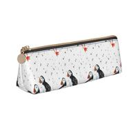 FUkker Astuccio per matite, astuccio per penne triangolari Astuccio portatile in pelle per ufficio scolastico,Uccelli delle pulcinelle di mare
