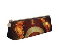 FUkker Astuccio per matite, astuccio per penne triangolari Astuccio portatile in pelle per ufficio scolastico,Football americano fiammeggiante stampato