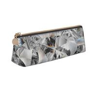 FUkker Astuccio per matite, astuccio per penne triangolari Astuccio portatile in pelle per ufficio scolastico,Cristallo stile trama diamante
