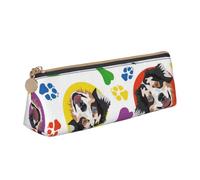 FUkker Astuccio per matite, astuccio per penne triangolari Astuccio portatile in pelle per ufficio scolastico,Pastore australiano colorato e giocoso