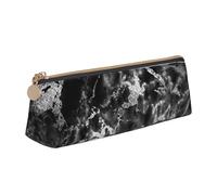 FUkker Astuccio per matite, astuccio per penne triangolari Astuccio portatile in pelle per ufficio scolastico,Pietra di marmo grigio grafite argento nero