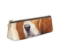 FUkker Astuccio per matite, astuccio per penne triangolari Astuccio portatile in pelle per ufficio scolastico,Testa di Beagle acquerello