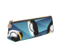 FUkker Astuccio per matite, astuccio per penne triangolari Astuccio portatile in pelle per ufficio scolastico,Pinguino astratto del poligono